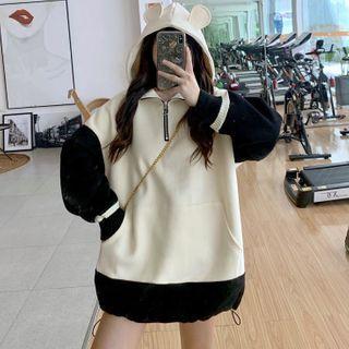 Color Block Ear Hoodie