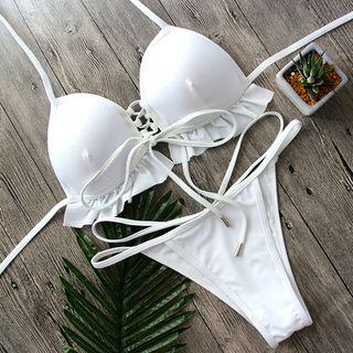 Lace-up Ruffled Bikini
