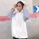 Pinstripe Panel Long-sleeve Hoodie