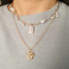 Faux Pearl Disc Layered Necklace Gold - One Size