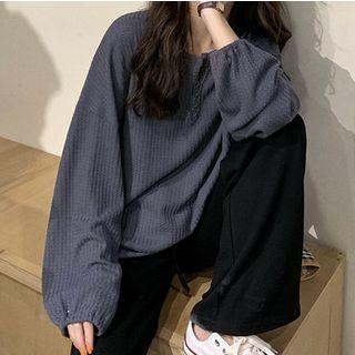 Split-neck Puff-sleeve Blouse
