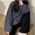 Split-neck Puff-sleeve Blouse