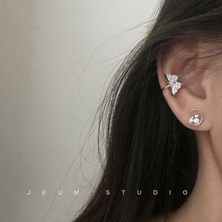 925 Sterling Silver Butterfly Cuff Earring / Moon Earring