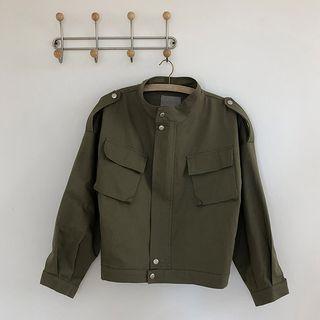 Epaulette Flap-pocket Zip-up Safari Jacket