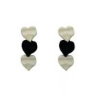 Heart Drop Earring 1 Pair - White & Black - One Size