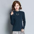 Mock-neck Hoop-accent Sweater