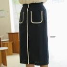 Contrast-piping H-line Skirt