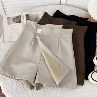 Asymmetrical Faux-leather Skort