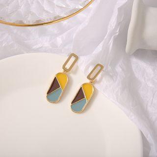 Geometric Drop Earring 1 Pair - 925 Silver - Stud Earring - One Size
