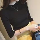 Elbow-sleeve Knit Pullover