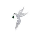 Fashion Bright Eagle Brooch With Green Cubic Zirconia Silver - One Size