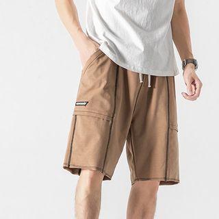 Stitch Plain Drawstring Shorts