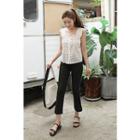 Square-neck Sleeveless Polka-dot Blouse