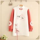 Crane Embroidered Color Block Sweatshirt