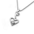 18k White Gold Apple Heart Diamond Soliatire Pendant (1/10 Cttw) (free 925 Silver Box Chain)