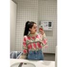 Crew-neck Floral Print Sweater