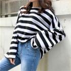 Drop-shoulder Color-block Top