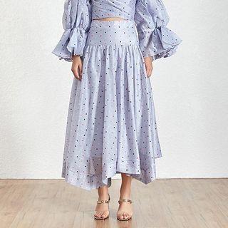 Dotted Irregular Midi A-line Skirt