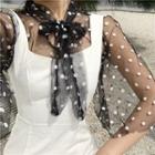 Dotted Mesh Elbow-sleeve Top / Cropped Jumper Pants