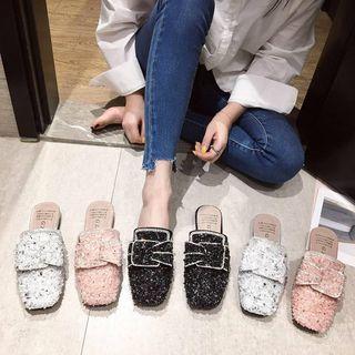 Sequined Faux Suede Mules