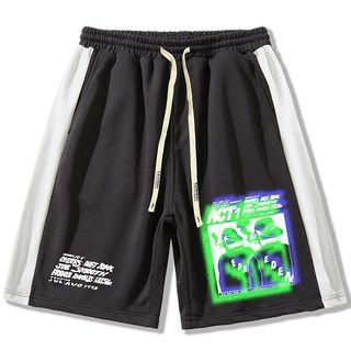 Color Block Print Sweat Shorts