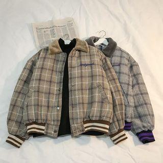 Couple Matching Buttoned Plaid Coat