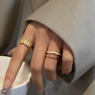 Layered Glaze Alloy Open Ring / Textured Alloy Ring / Set