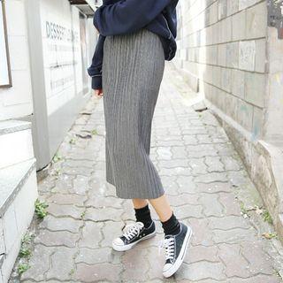 Band-waist Accordion-pleated Skirt