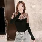 Mesh Panel Knit Top Black - One Size