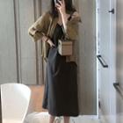 Set: Spaghetti Strap A-line Dress + Shirt