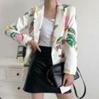 Double Breasted Fruit Print Blazer