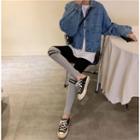 Denim Jacket / Color Block Leggings