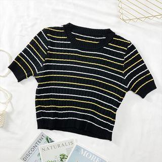 Striped Crop Top Black - One Size