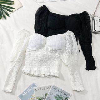 Square-neck Lace Crop Top