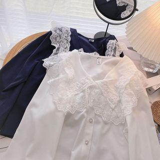 Long-sleeve Peter-pan Collar Lace Top