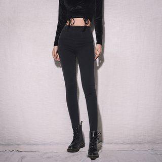 High-waist Zipper-side Skinny Jeans
