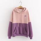 Planet Embroidered Color-block Hoodie