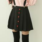 Heart-button Tennis Skirt Black - One Size