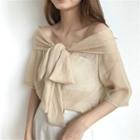 Loose-fit See-through Off-shoulder Chiffon Top
