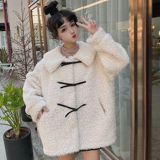 Snap Button Fleece Jacket Off-white - One Size