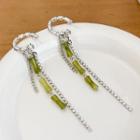 Bamboo Faux Gemstone Alloy Fringed Earring 1 Pair - Silver - One Size