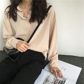 Plain Loose-fit Chiffon Shirt