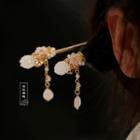Flower Hair Stick 1pc - Gold & Light Pink & White - One Size
