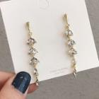 Leaf Rhinestone Dangle Earring 1 Pair - Silver Needle - Gold - One Size