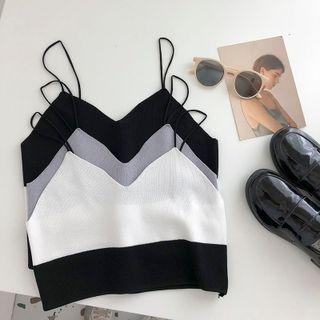 Two-tone Knit Sleeveless Top