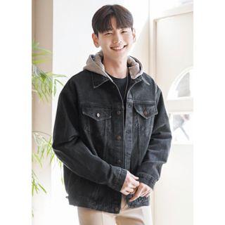 Detachable-hood Boxy Denim Jacket