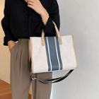 Stripe Paneled Canvas Crossbody Bag