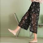 See-through Cropped Floral Pants