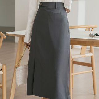 Slit Slim-cut Medium Maxi A-line Skirt