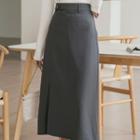 Slit Slim-cut Medium Maxi A-line Skirt
